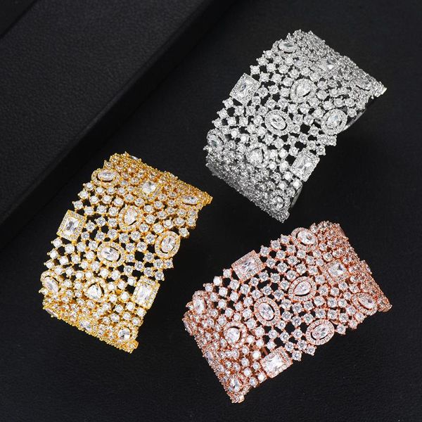 

bangle trendy wide open full cz bracelet for women bridal wedding engagement dubai 2021, Black