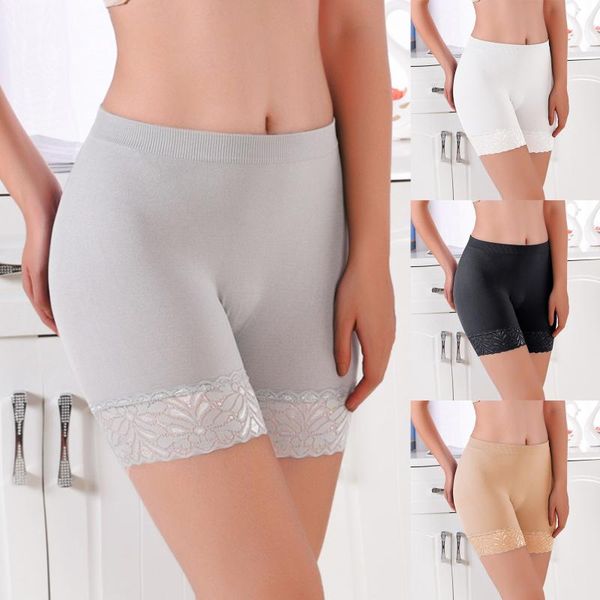 

women's panties midwaist boxer briefs lifting body safety underpants underwear seamless solid color ladies sleepwear shapewear, Black;pink