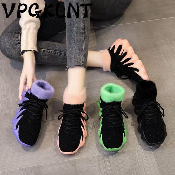 

dress shoes autumn and winter coconut women's breathable flying woven socks cotton ocs plus velvet, Black