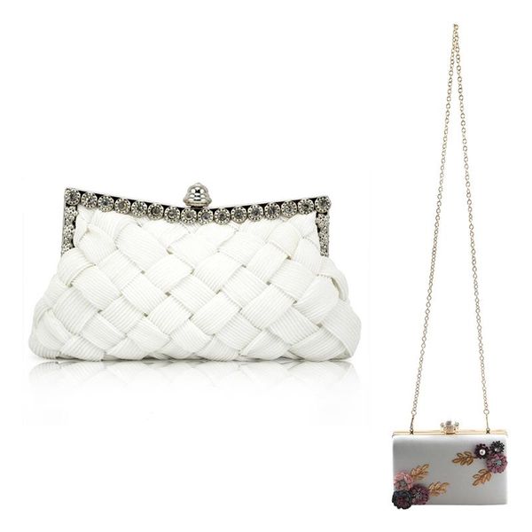 

evening bags 2pcs satin bridal prom clutch handbag purse with fashion women leather bag