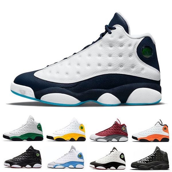 

13 13s jumpman mens basketball shoes red flint dark powder blue navy chicago del sol bred starfish gold glitter court purple men outdoor che, Black