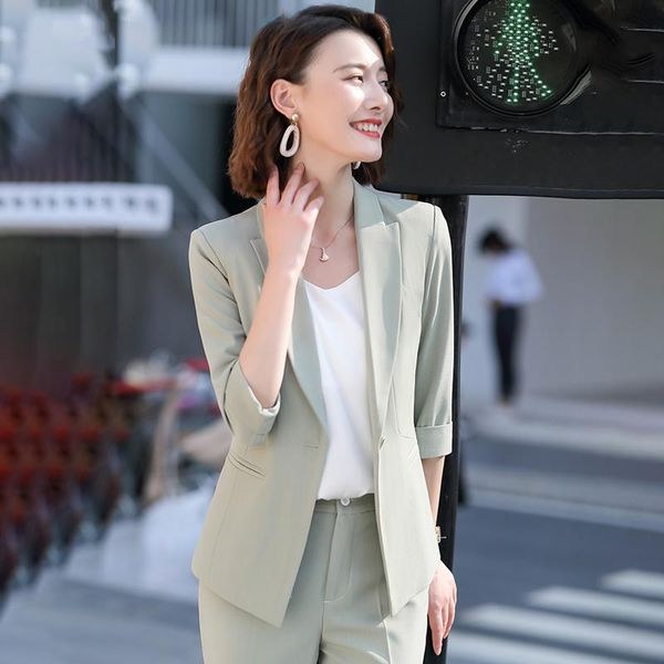 

ladies blazer for women half sleeve jackets work wear business clothes office uniform styles women's suits & blazers, White;black