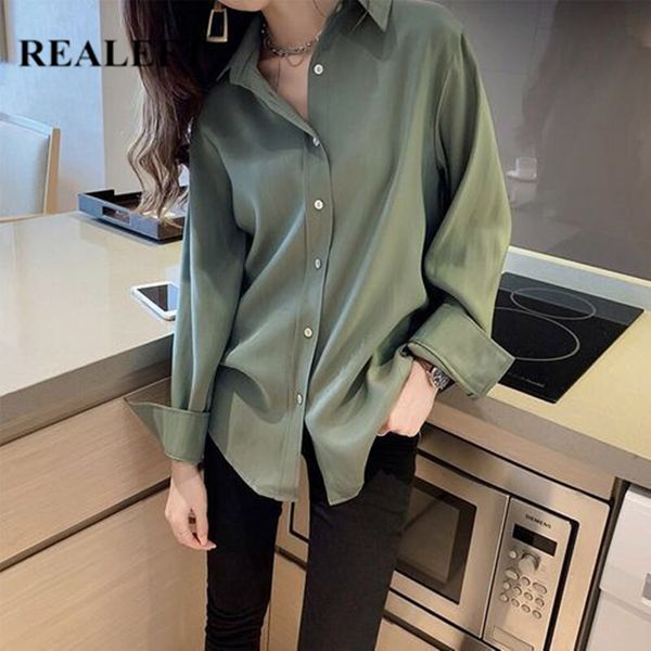 

spring women's blouses shirts fashion long sleeve korean ol style elegant office lady solid white ladies 210428