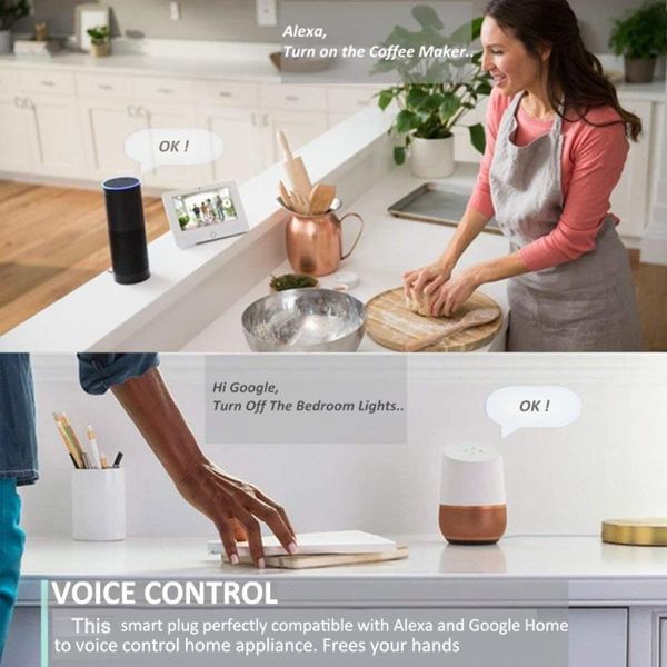 

smart power plugs wifi plug 16a eu socket tuya life app work with alexa google home assistant voice control monitor timing
