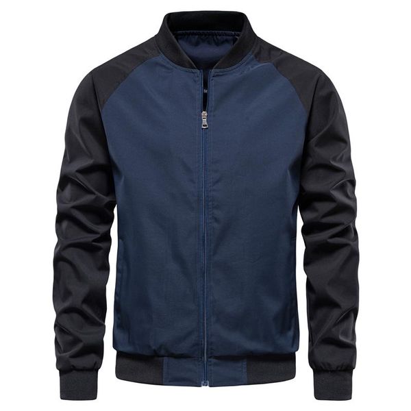

men's jackets patchwork sleeve jacket men casual basic stand collar mens bomber autumn quality zipper for, Black;brown