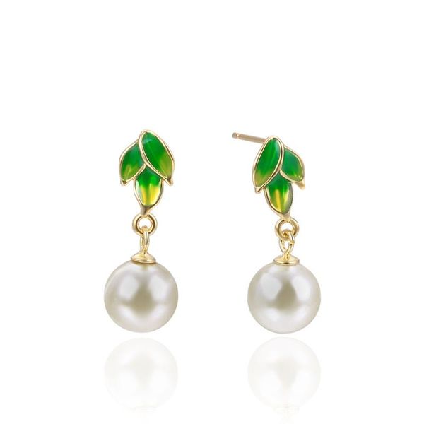

other fashion s925 sterling silver lovely pearl earrings women engagement ear jewelry beautiful crystal chd001030, Golden;silver