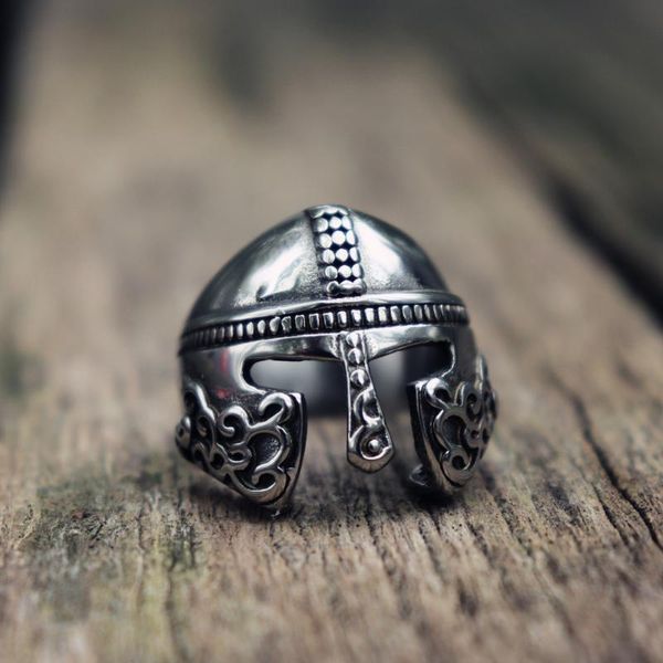 

cluster rings eyhimd viking scandinavian warrior helmet biker stainless steel ring mens nordic mythology amulet jewelry, Golden;silver