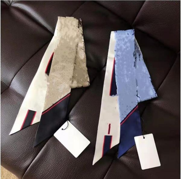 

2021 classic silk handbag scarves headbands women letter silks scrarfs grade bag scarf hair bands 7*120cm, Blue;gray