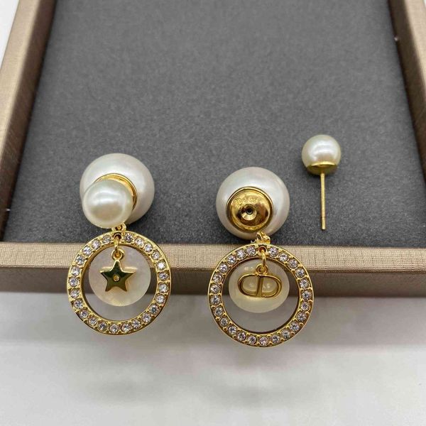 

2021 new designer family earrings personality size pearl letter diamond, Golden