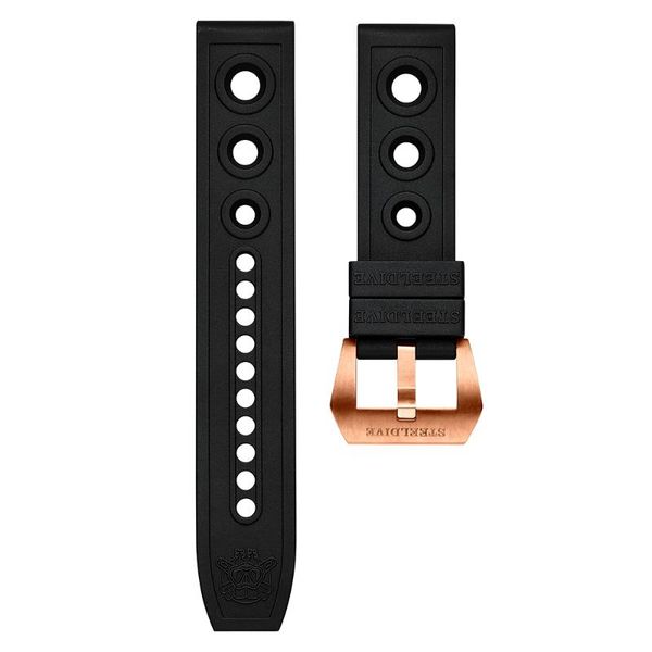 

watch bands steeldive strap 22mm bronze watches brass buckle for men's wristwatch bracelets 20mm, Black;brown