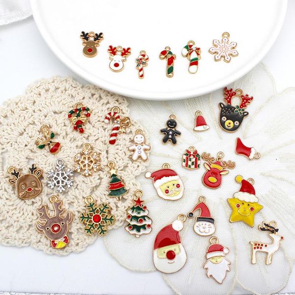 

charms christmas alloy drip oil diy sweet cute funny jewelry accessories holiday santa claus cane elk pendant vitage gift for women kid, Bronze;silver