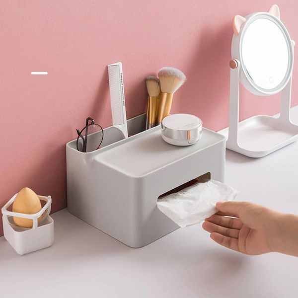 

tissue boxes & napkins multi-grid deskbox kitchen napkin holder bathroom toilet paper towel cosmetic remote control storage