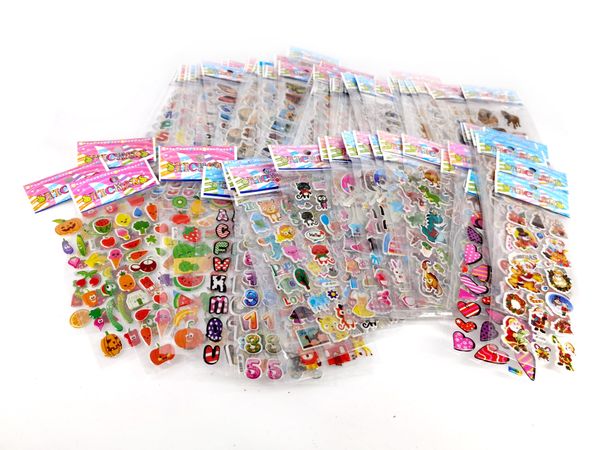 

25 sheets 3d cartoon stickers waterproof bubble pvc diy sticker princess car girls boys kids children gifts gyh