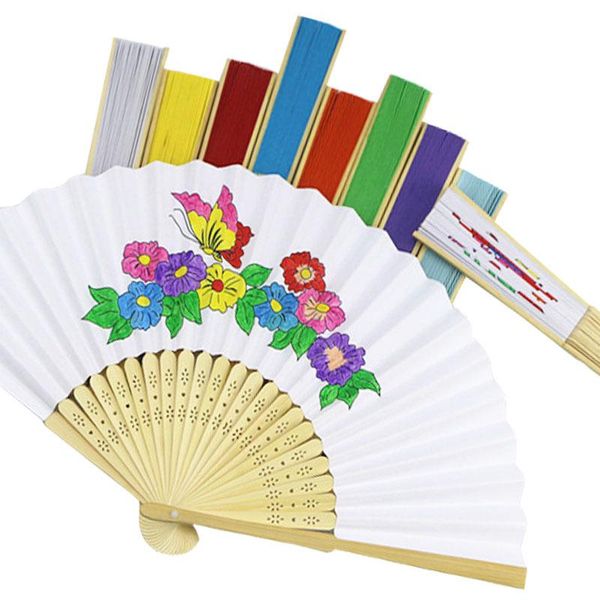 

other home decor 50 pcs / lot blank paper fan folding elegant hand children diy painting wedding party gift
