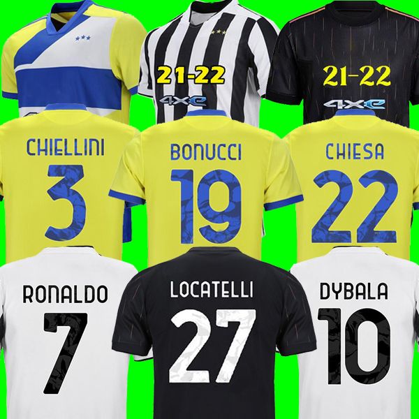 

21 22 juventus soccer jersey 2021 2022 RONALDO DYBALA MORATA CHIESA McKENNIE LOCATELLI Top football kit shirts JUVE chiellini bonucci Kits M, Black;yellow