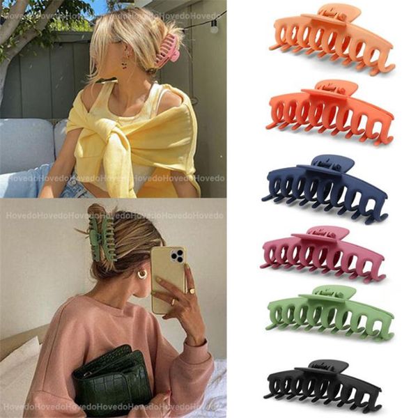 

solid color hair claw large barrette crab bath ponytail clip for women girls hairs accessories gift 653001, Black;brown