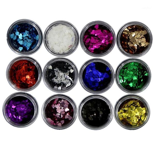 

12pcs multiple shapes glitter sequin nail art tips decal stickers manicure decor1