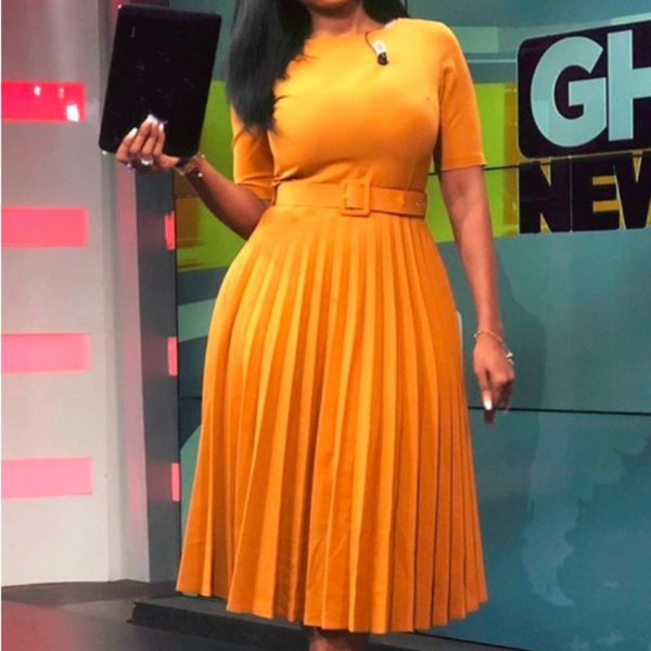 

two piece dress pleated yellow women short sleeve o neck bandage high waist loose mid-calf plus size 2xl 3xl office lady elegant c, White