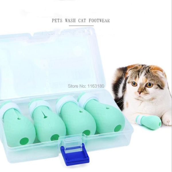 

cat costumes 12 sets/lot protector bath shoes washing soft silicone anti-scratch boots grooming supplies
