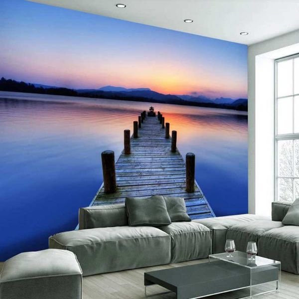 

wallpapers custom 3d wallpaper non-woven po mural seaside sea dusk sunset landscape sofa tv background home decorati