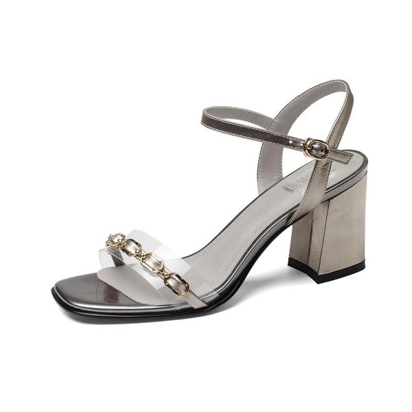 

big size personalized chunky sandals high heels women shoes woman summer ladies, Black