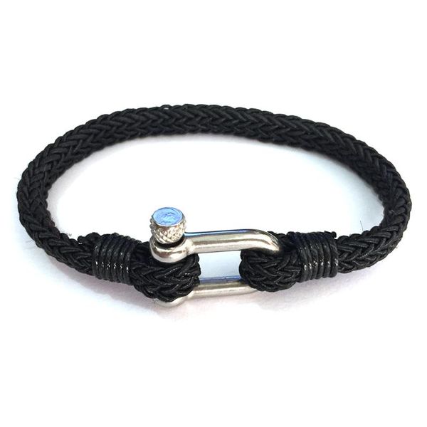 

charm bracelets arrival navy style anchor sport camping parachute cord survival handmade bracelet stainless steel shackle buckle men jewelry, Golden;silver