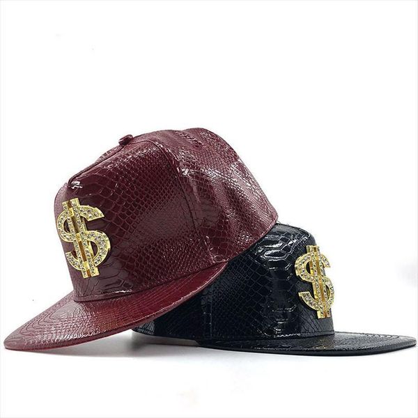 

oitmetal golden dollar style mens baseball cap hip hop leather adjustable snapback hats for men and women, Blue;gray