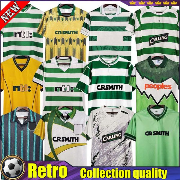 

84 86 91 92 93 95 96 97 98 99 00 celtic retro jersey soccer jerseys 2005 06 football shirts larsson sutton nakamura keane sutton thai qualit, Black;yellow