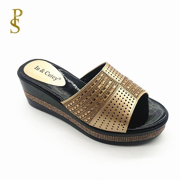 

wedges for women with rhinestones comfortable slippers mother, Black