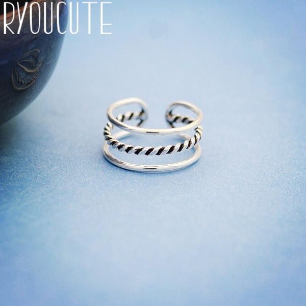 

wedding rings retro real silver 925 for women statement jewelry finger multi-layer ring sterling anillos plata, Slivery;golden