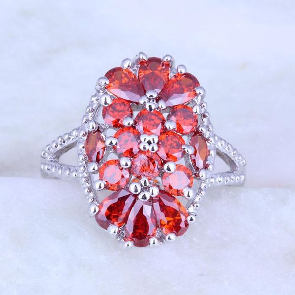 

wedding rings love monologue fondle admiringly red imitation garnet silver color for womens j0426 size 6/7/9 fast, Slivery;golden