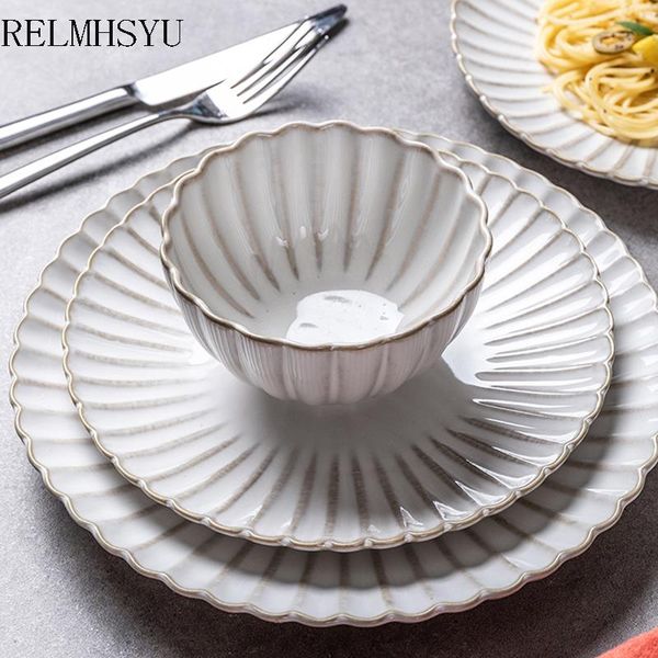 

flatware sets relmhsyu japanese style ceramic set soup rice bowl round dish plate household tableware