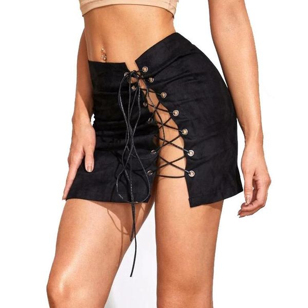 

skirts fnoce cross-border summer female body-fitting tether slit bag hip skirt foreign trade half-length, Black