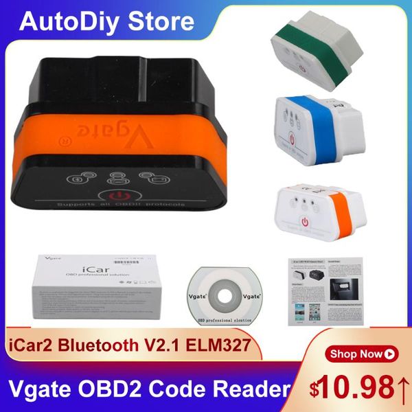 

code readers & scan tools original icar2 elm327 bluetooth v2.1 obd2/eobd reader professional diagnostic scanner supports all obdii protocols