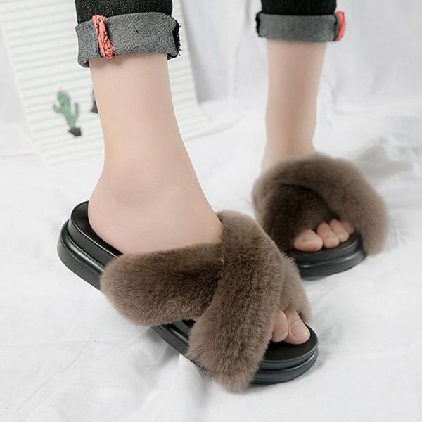 

slippers warm fluffy female non slip women plush bedroom shoes 2021 home slide footwear ytmtloy indoor zapatillas mujer casa, Black