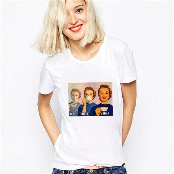 

tea coffee vodka funny men t shirt and women short sleeve summer casual streetwear graphic tees vintage white around neck, White;black