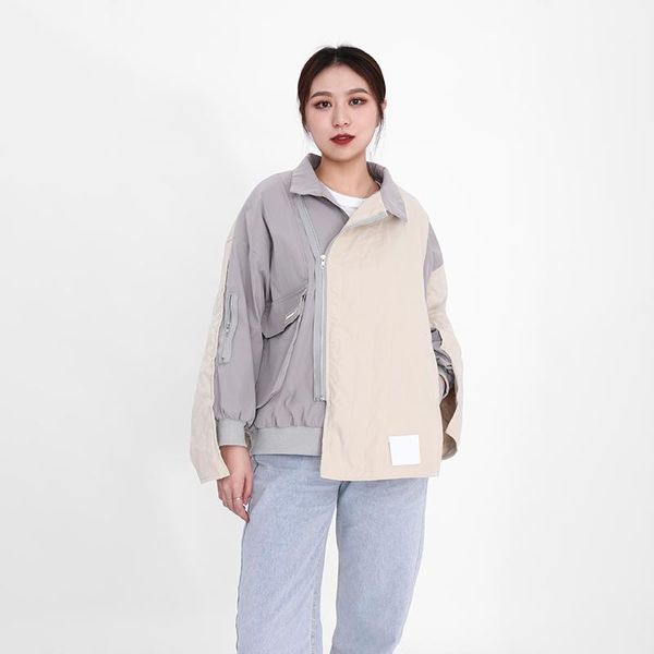 

women's jackets [ewq] korea chic winter jacket bread clothes women thickened warm zipper outwear coat contrast color ladies 2022 spring, Black;brown