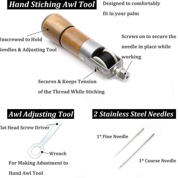 professional hand tool sets 808a 4pcs/set lock stitching sewing awl leather stitcher thread needles kit fab ric craft stitch