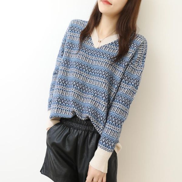 

women's sweaters chenjayoo winter sweater ladies 2021 elegant knitted basic pullover v-neck loose and soft cashmere for women, White;black