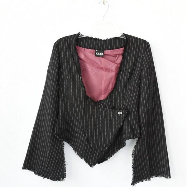 

women's jackets ladies jacket short western style flared sleeves burrs personality split long irregular hem outer coat, Black;brown