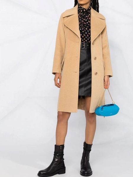 

women's wool & blends single breasted imitation cashmere outerwear for women raglan sleeves loose back sashes long coat wide waist wint, Black