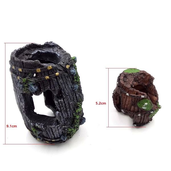 

decorations aquarium fish tank resin barrel artificial decor hiding simulation cave shelter decoration