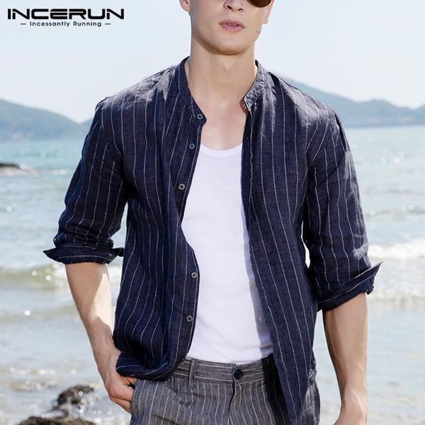 

summer striped mens shirts half sleeve button stand collar streetwear casual loose fashion shirt men camisas 2021 men's, White;black