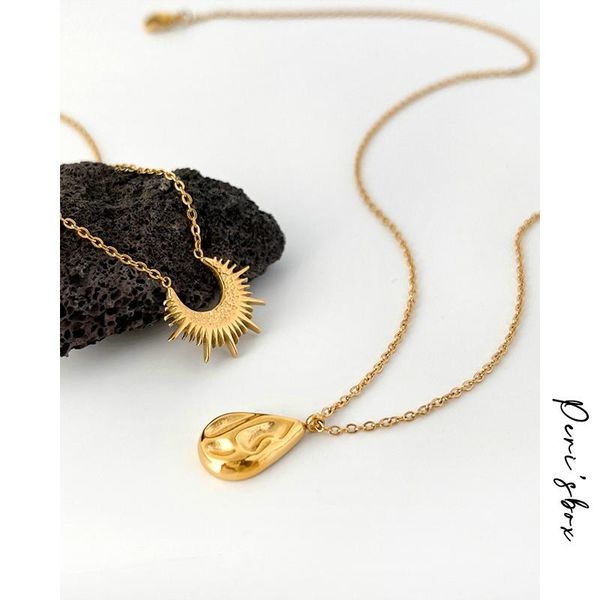 

pendant necklaces peri'sbox 8 designs gold color titanium steel snake chain lock key face heart textured pendants necklace, Silver