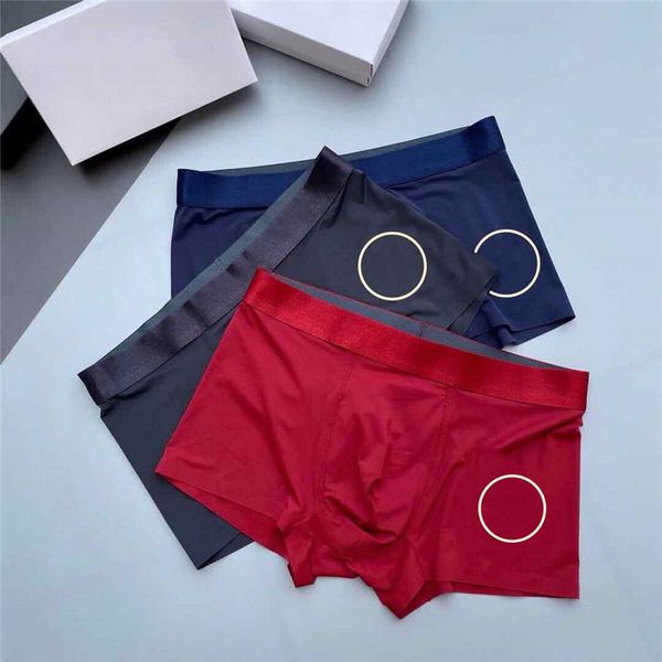 

trendy men seamless underpants milk silk male boxers breathable skin friendly teenager boxer shorts 3pcs with box, Black;white