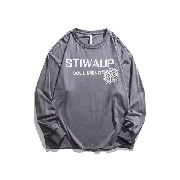 

fashion classic autumn fashion cartoon printed round neck sweater men's hip hop loose and versatile pullover 021, Black