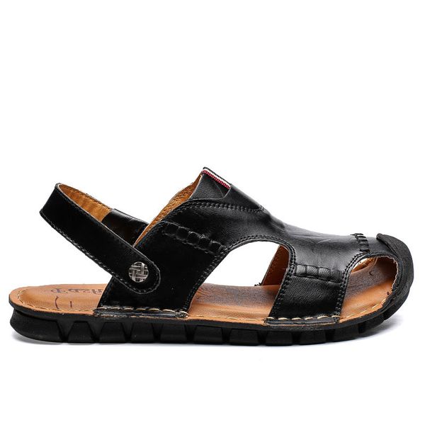 

2021 cross-border mens women sport trainer sandals and slippers summer casual two-wear shoes beach sandal hollow leather shoe code: 26bz-970, Black