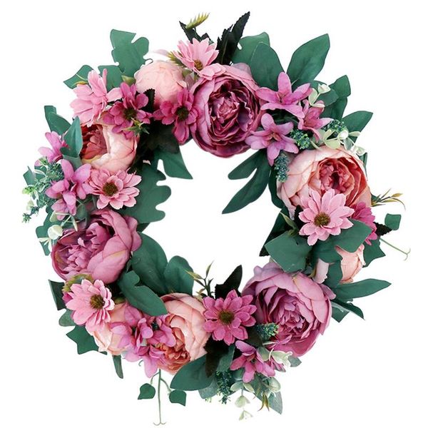 

artificial peony wreath spring summer for front door wedding party wall window farmhouse garden home decor decorative flowers & wreaths