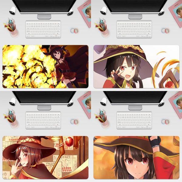 

mouse pads & wrist rests konosuba megumin anime large pad gaming mousepad anti-slip natural rubber locking edge mat
