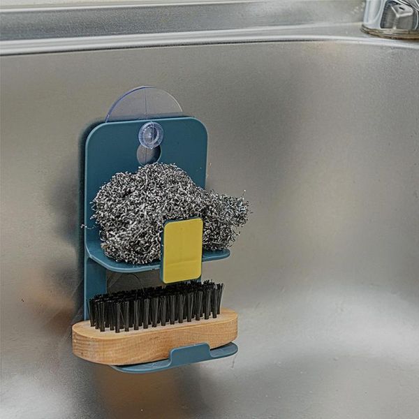 

hooks & rails 2 tiers kitchen sink sponge holder rack drainer wall-mounted soap storage organizer shelves bathroom tower hanger stand